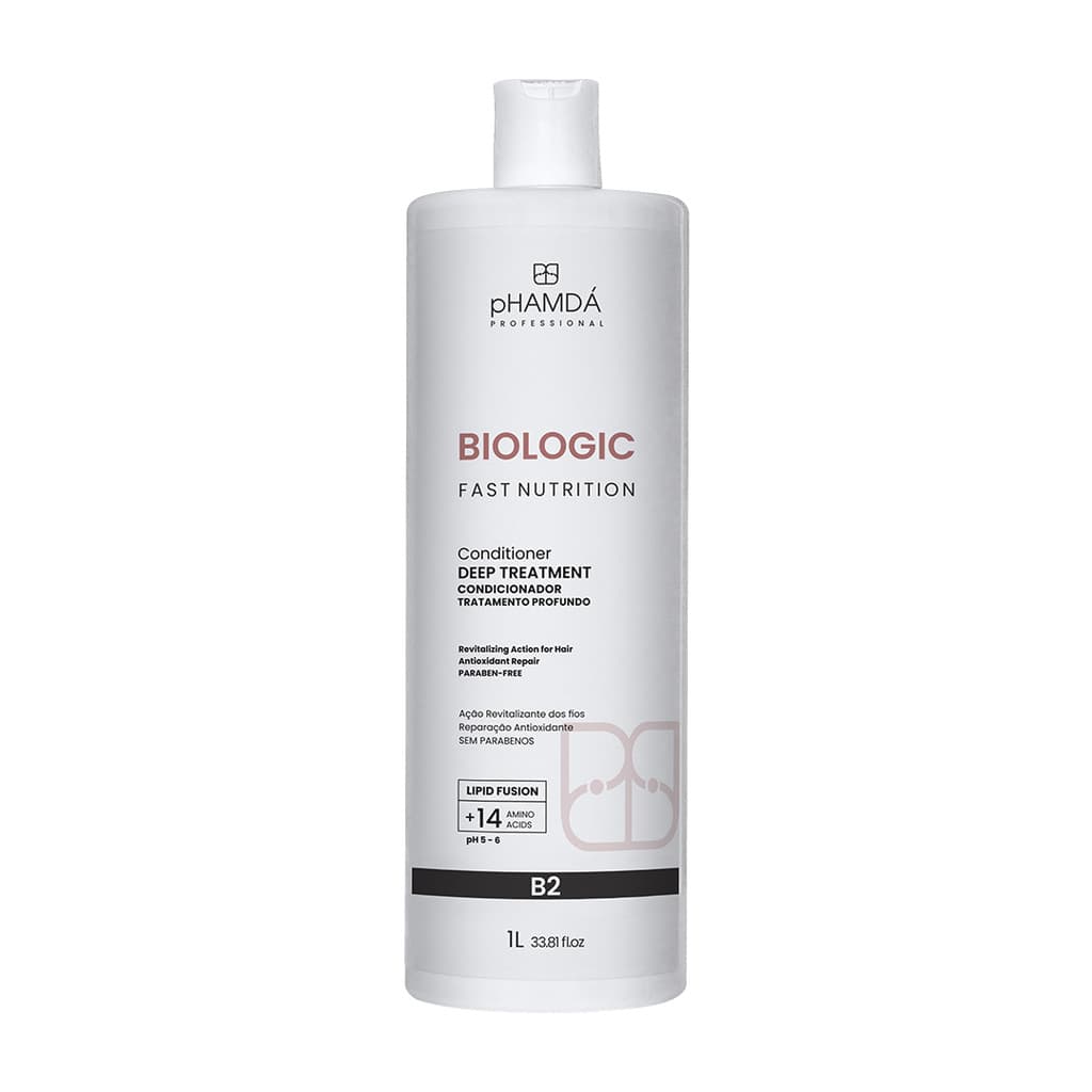 Condicionador Profissional pHAMDÁ Biologic Fast Nutrition B2 1Litro Lipid Fusion + 14 Aminoácidos Sem Parabenos