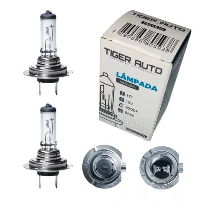 Par De Lâmpada H7 12v 55w Halógena Automotiva Farol