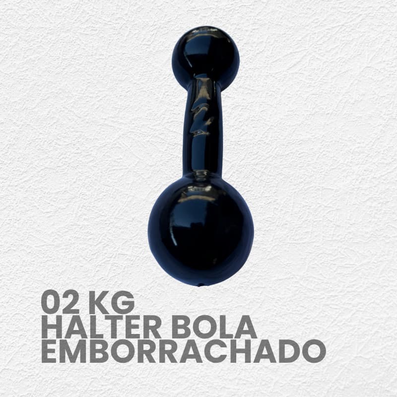 Halter Bola Emborrachado 2kg – Peso de Academia Musculação Ginástica Fisioterapia Treino Funcional E