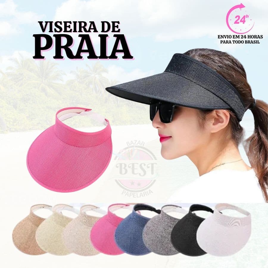 Viseira Feminina Casual Palha Chapéu sólido ocasional para Verão 2024 Praia caminhada ciclismo