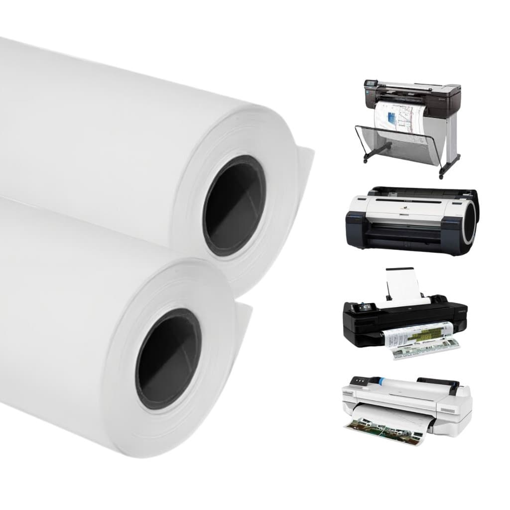 Conjunto 2 Bobina Para Plotter Plotagem Papel A1 75gr 610mm X 50m Folha Sulfite Cor Branca