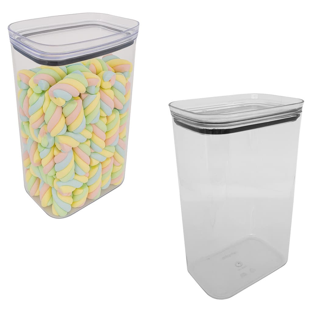 02 Potes Herméticos Acrílico Grande 2,3L Pote Mantimento Acrílico Premium