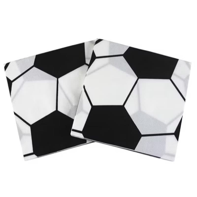 Guardanapo de Papel Bola Futebol Estampado Preto e Branco Folha Dupla Descartável 33x33cm Decorativo