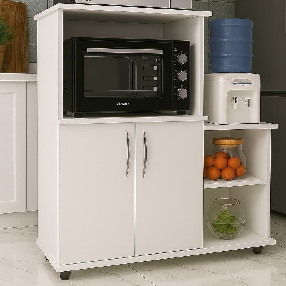 Balcão Organizador com Fruteira – Sem Rodas e Suporte para Microondas