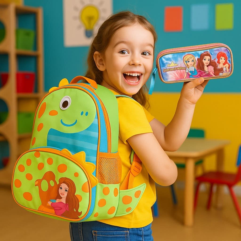 Kit Retorno às Aulas: Mochila Dinossauro + Estojo Princesas!