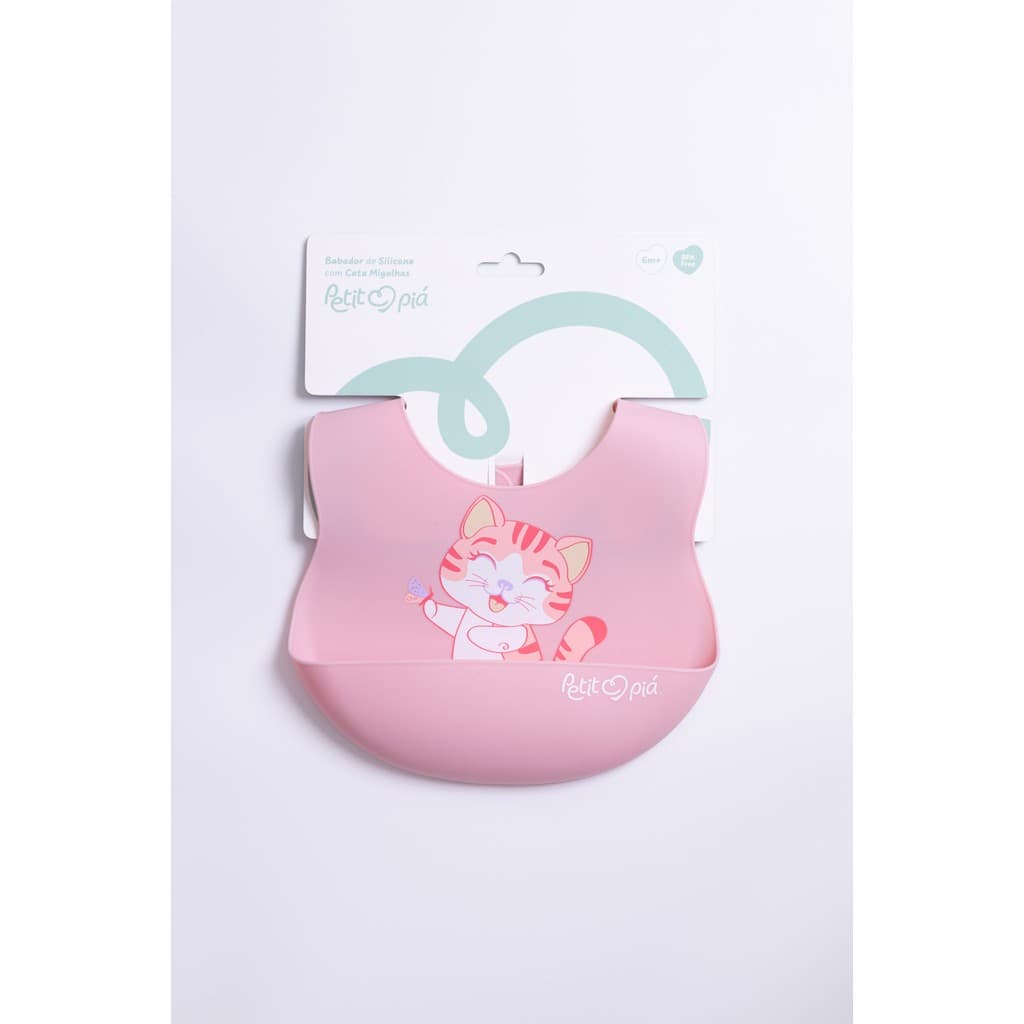 Babador Silicone Petit Pia com Cata-Migalhas – Ajustável, Seguro e Prático