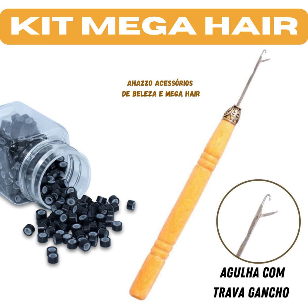 Kit Para Aplicação De Mega Hair 200 Microlinks Com Silicone + 1 Agulha Gancho