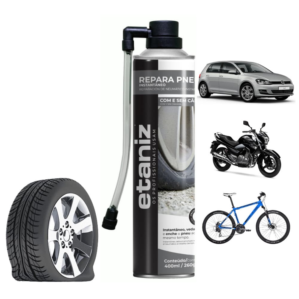 Reparador Veda e Enche Pneus Instantâneo Spray 400mL/260g - Etaniz