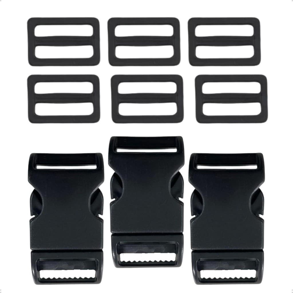 Kit 4 Fechos Engate Rápido 25mm E 8 Reguladores Para Bolsas