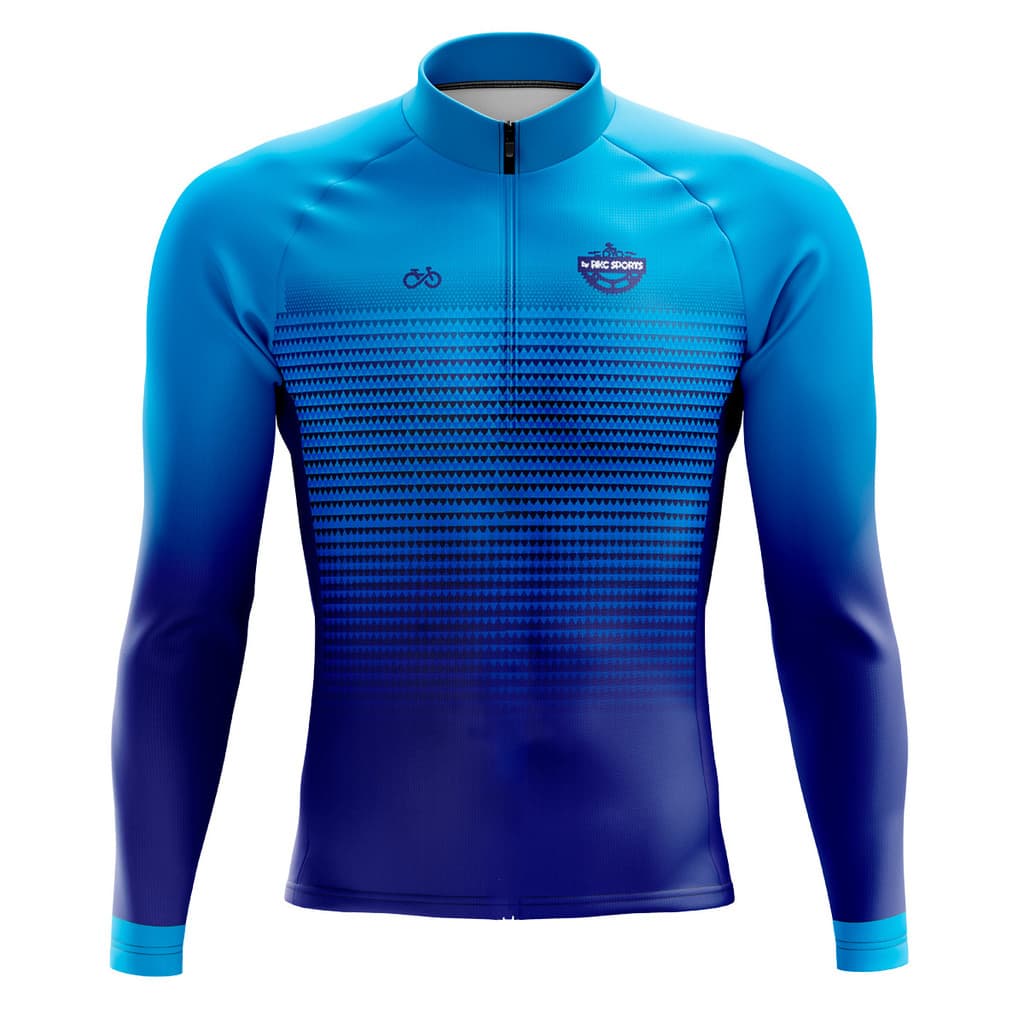 CAMISA CICLISMO MASCULINA MOUNTAIN BIKE MANGA LONGA PROTEÇÃO UV RKC SPORTS MONTANHAS AZUL