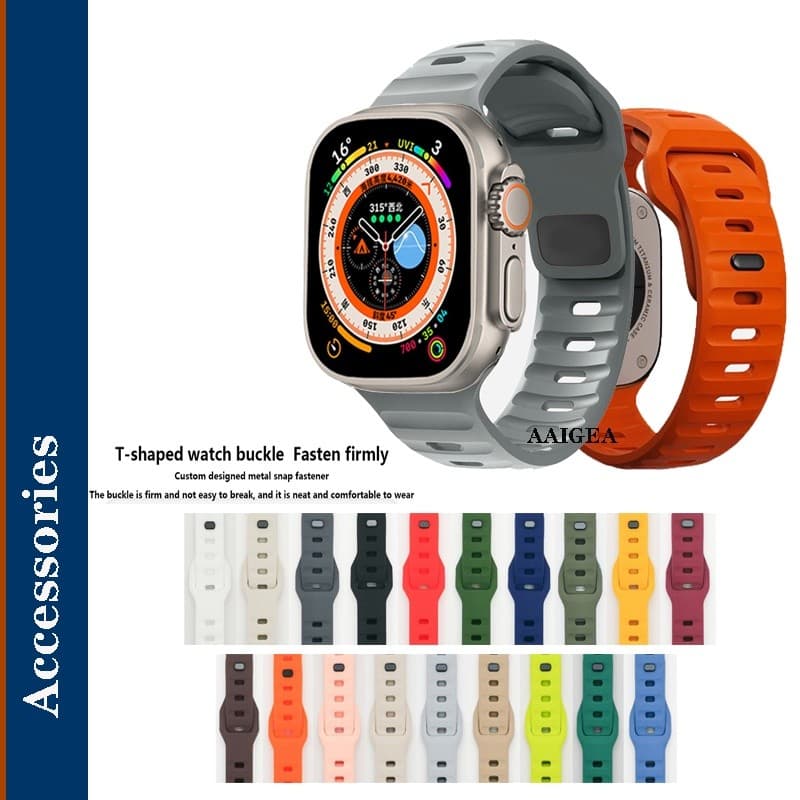 Pulseira De Silicone Para Relógio Apple Watch Band Ultra 49mm 44mm 45mm 41mm 40mm 42mm 38mm