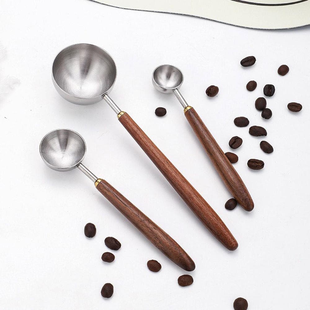 Colher Medidora De Café Vintage 3ML/8ML/23ML Retrô De Aço Inoxidável Com Cabo Longo De Madeira Utensílio De Cozinha Para , Medição E Servir