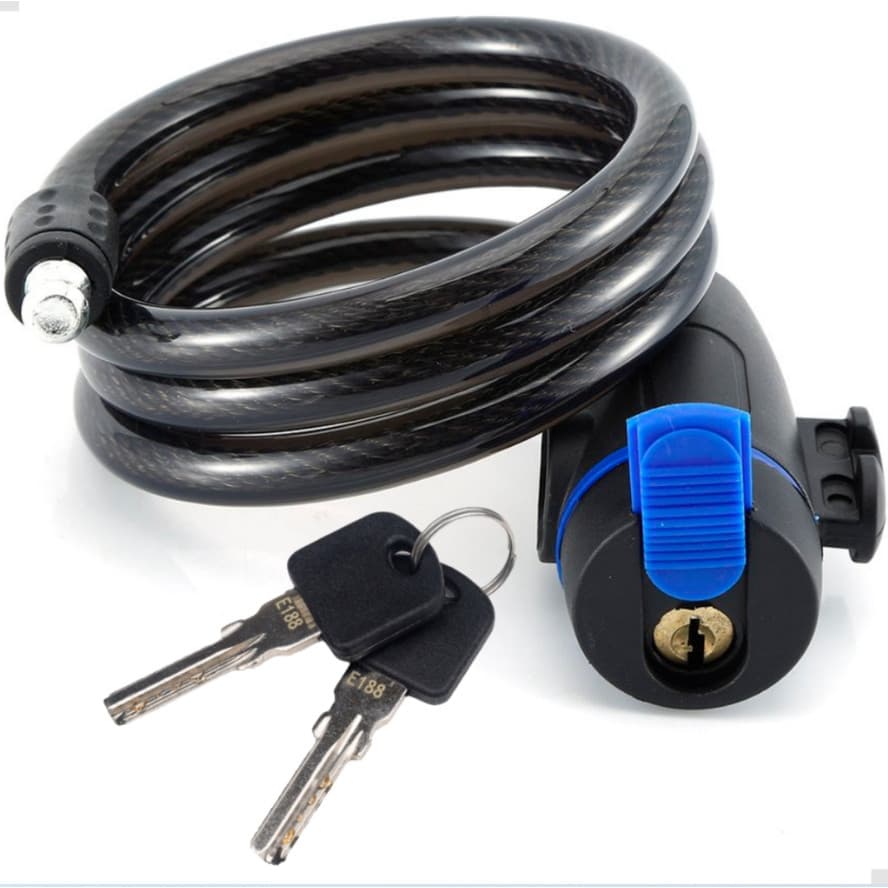 Trava Cabo De Aço Cadeado Segurança Bike Moto Com Chave Espiral Anti-Roubo Com suporte