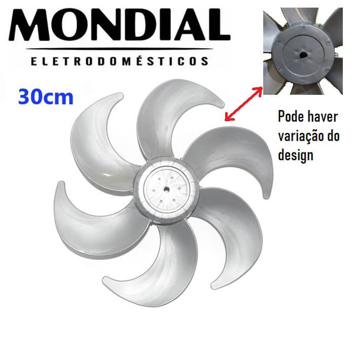 HÉLICE para ventilador MONDIAL 30CM - 6 pás - CINZA
