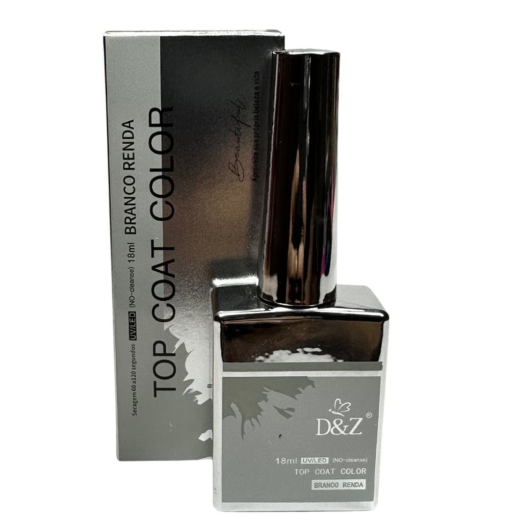 Top Coat Color Branco Renda Unhas Gel 18ml  - D&Z