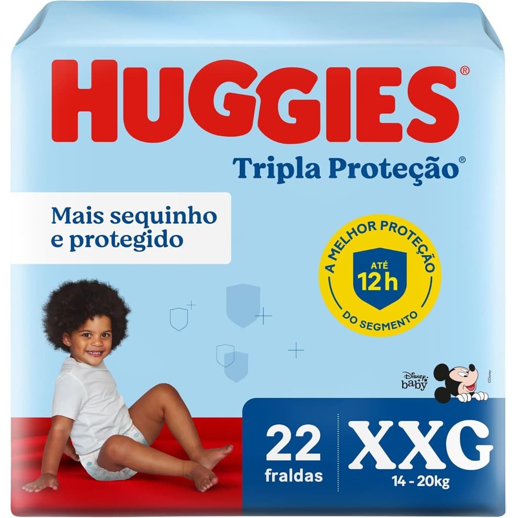 FRALDAS DESCARTAVEIS HUGGIES DISNEY JUMBO XXG COM 22 UNIDADES