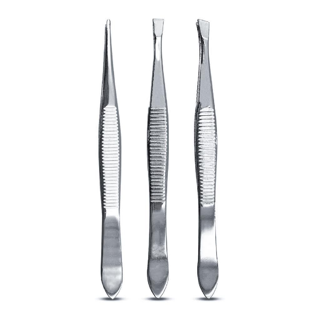 Kit 3 Pinça Aço Inox Chanfrada Fina Reta Design Sobrancelha Design Profissional