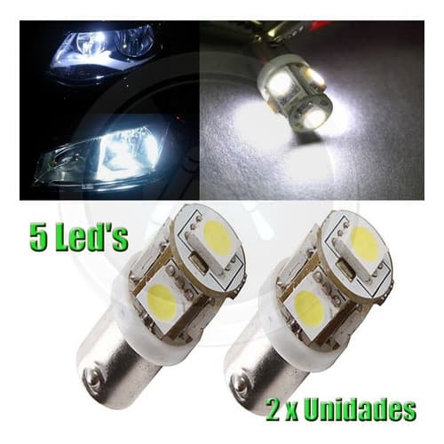 Par Lâmpadas Pingo Ba9s 5 Leds 5050 69 Farolete Placa Xenon