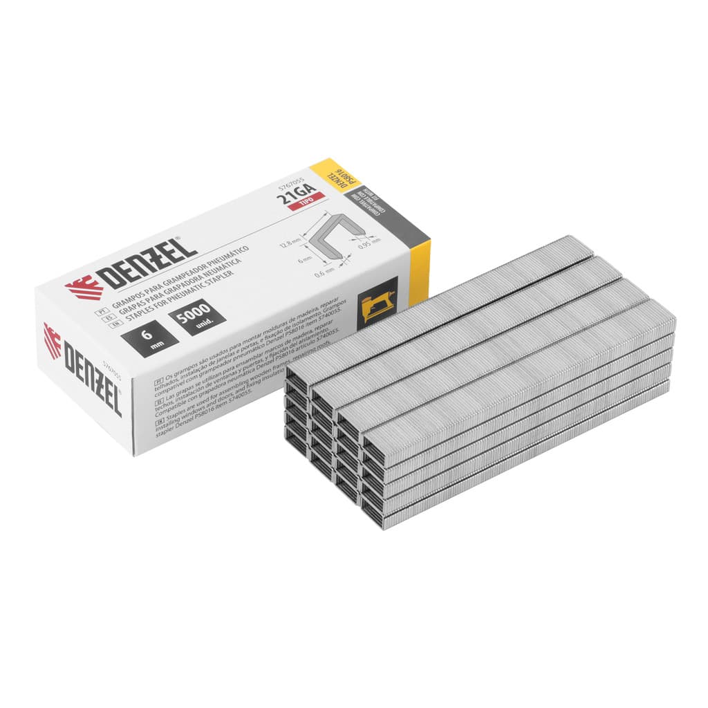 Grampos Pneumático 21ga 6mm P/ Grampeador 5740055 Denzel - 5000UN	5767055