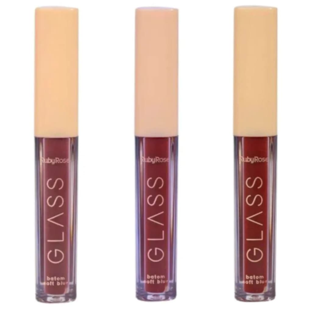 KIT 3 BATONS LIQUIDO SOFT BLUR GLASS RUBYROSE CORES: BG05, BG07, BG08