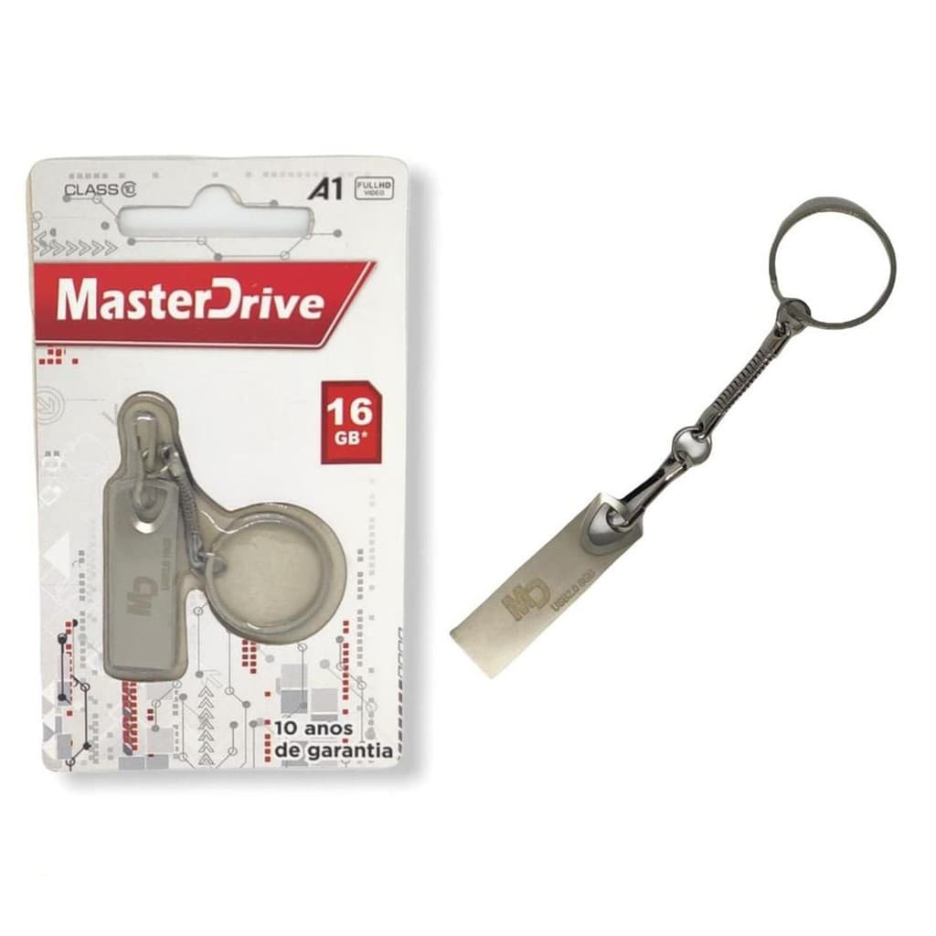 Kit 20 UNIDADES PENDRIVE CHAVEIRO 16GB USB 2.0 - MASTERDRIVE
