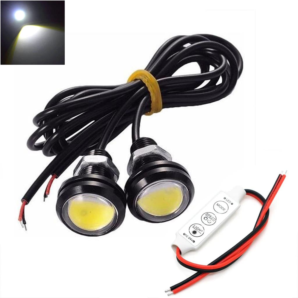 Led Olho De Aguia Gato 18mm Kit 2 Pçs + 1 Central Strobo 12v