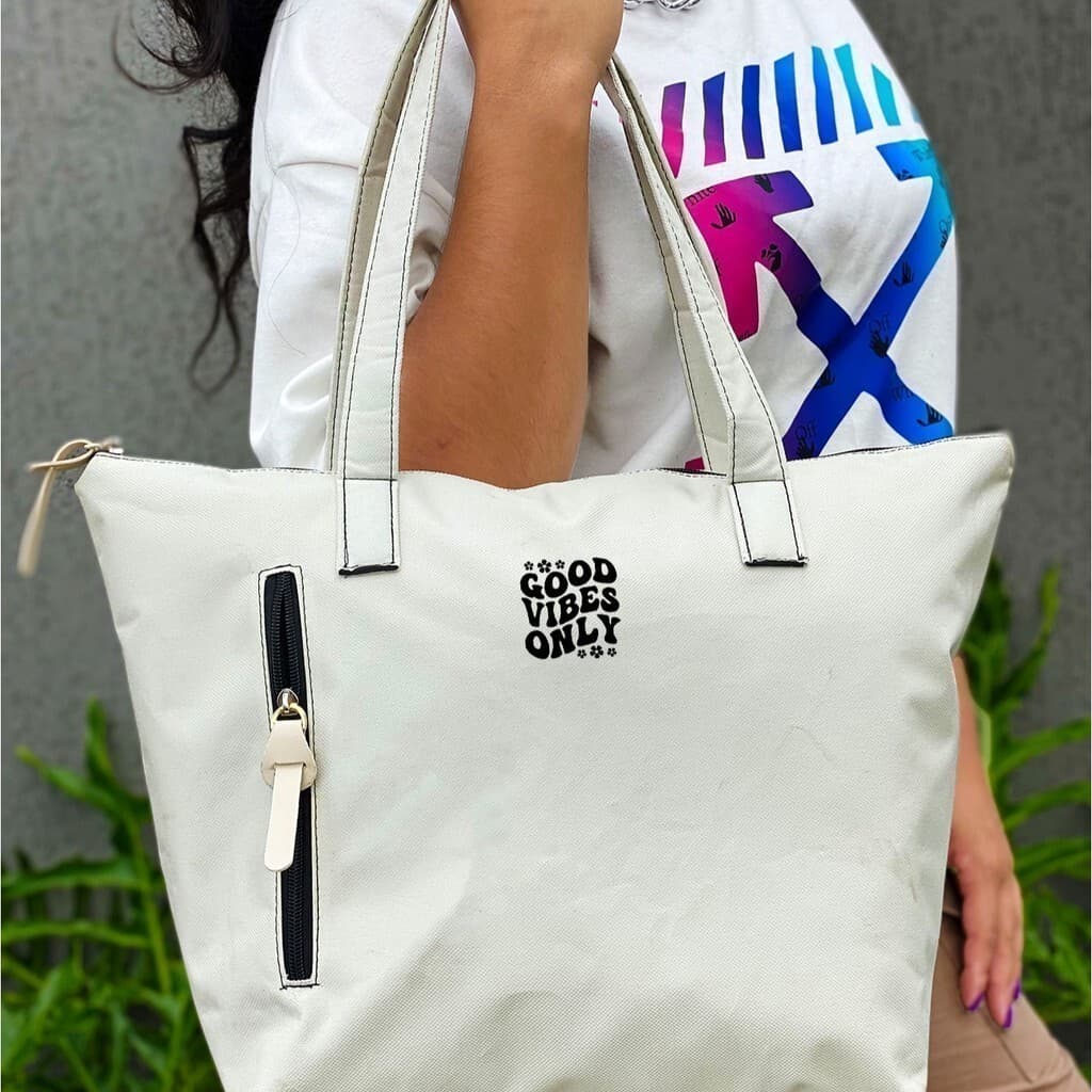 Bolsa Shopper GOOD VIBES de Ombro Esportiva Academia Bags Feminino Sacola