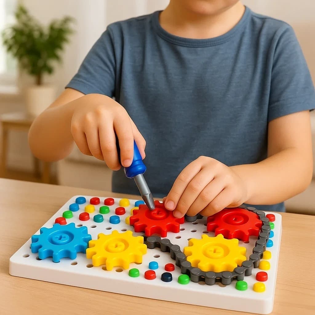 Kit Ferramenta Infantil Quebra Cabeça Engrenagem  criatividades peças seguras 98 Peças Brincadeiras