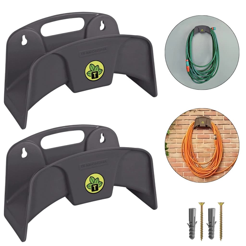 Suporte Plástico Enrolador Porta Mangueira Parede Fixo | Tramontina | 2 un