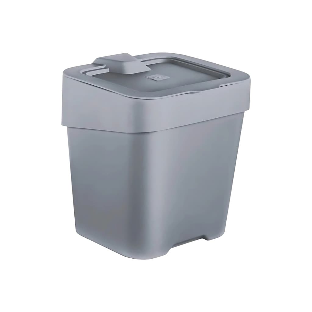 Lixeira de Pia Slim 2,5L Cinza Titânio Compacta Cozinha Banheiro Bancada Tampa Basculante