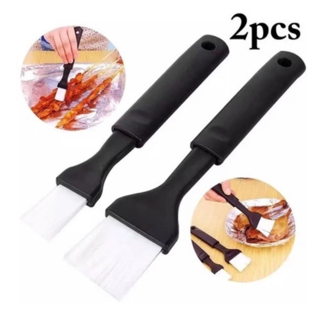 Kit Com 2 Peças Pincel Culinario Para Untar E Confeitar Cabo Plastico