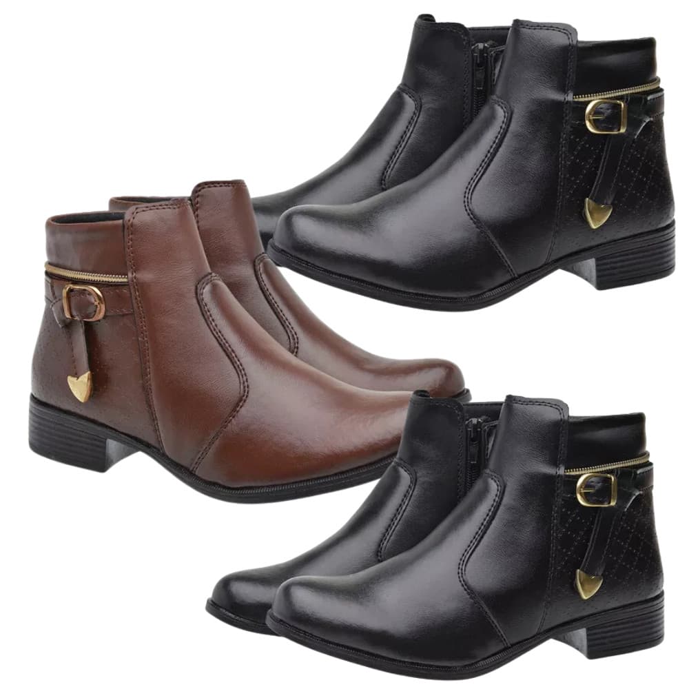 Bota Feminina Coturno Cano Curto Sem Salto Ref:207 Envio Imediato