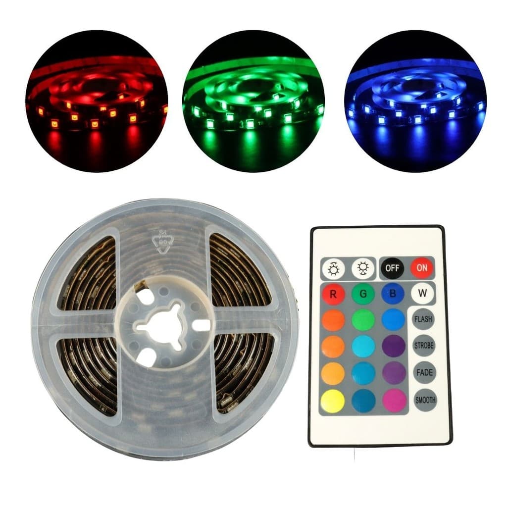 KIT 3 Fita LED 5050 USB RGB 5V 2m 30 LEDS/m Controle Remoto