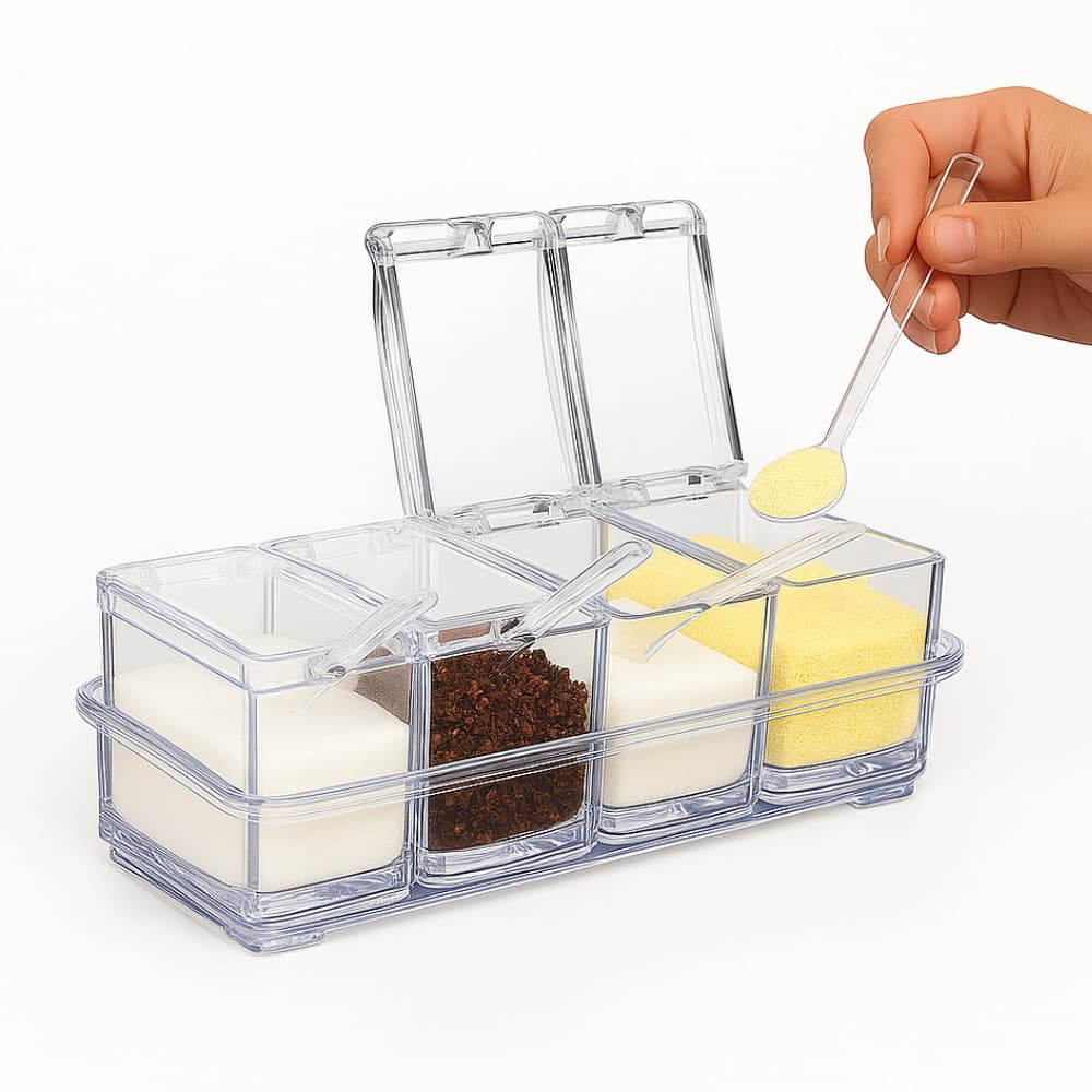 Porta Tempero e Condimentos Organizador De Condimento Acrílico Para Cozinha Temperos Pimenta Sal