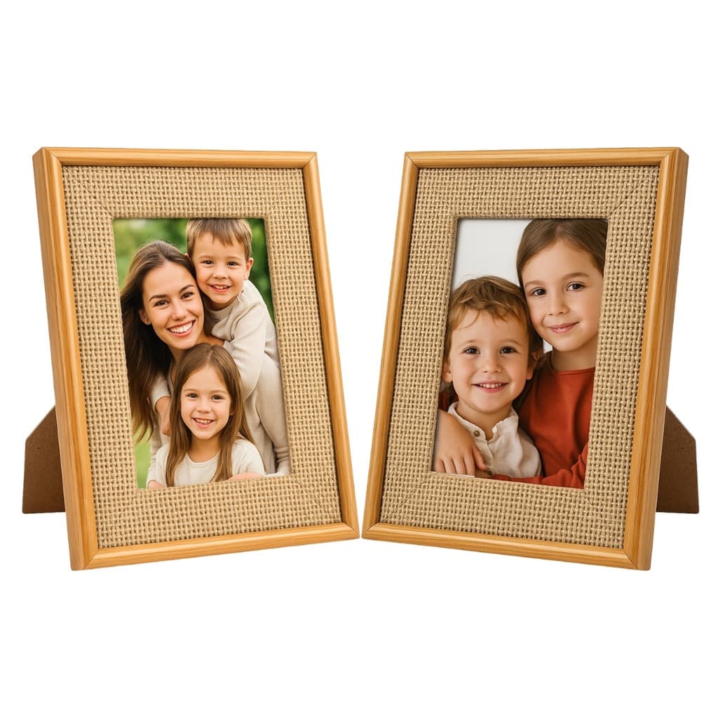 Kit 2 Porta Retratos Tecido Trançado Mdf 15x20 - Collection