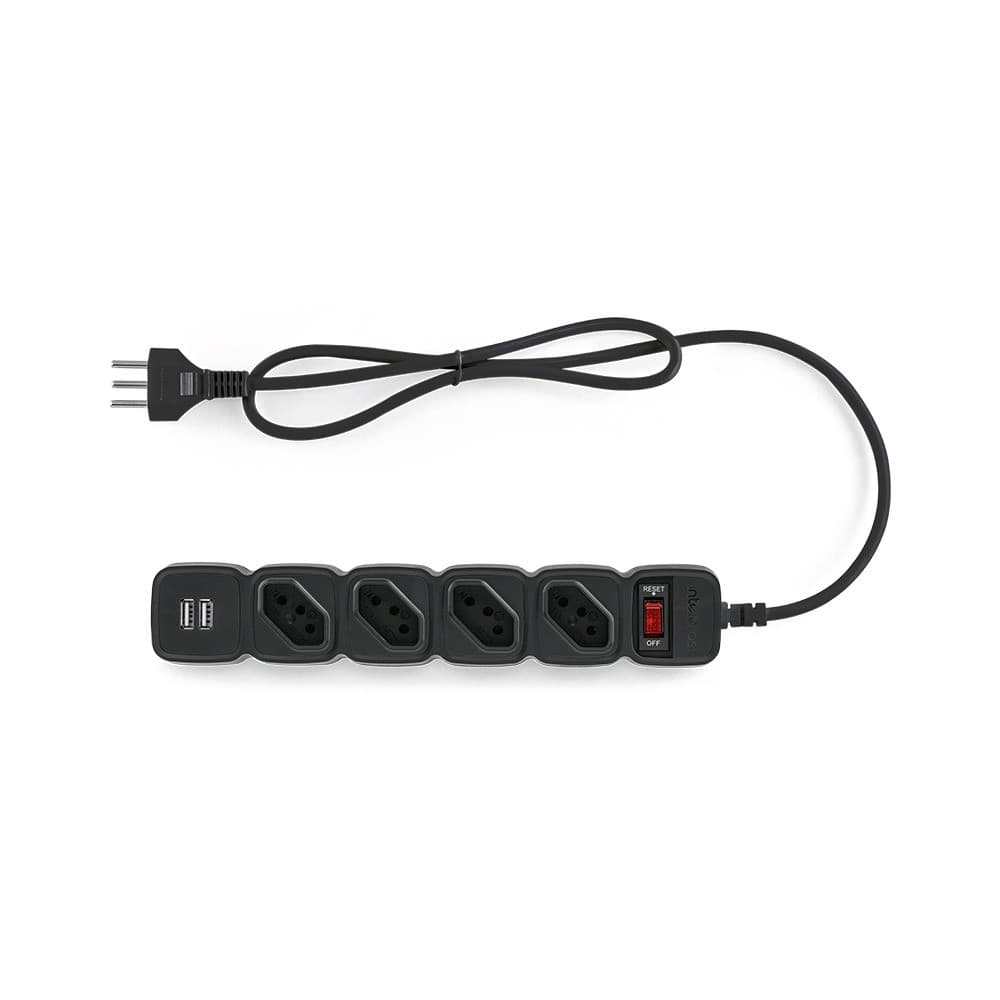 Protetor Elétrico Filtro 4 Tomadas E 2 Portas Usb Epe 204 Bk
