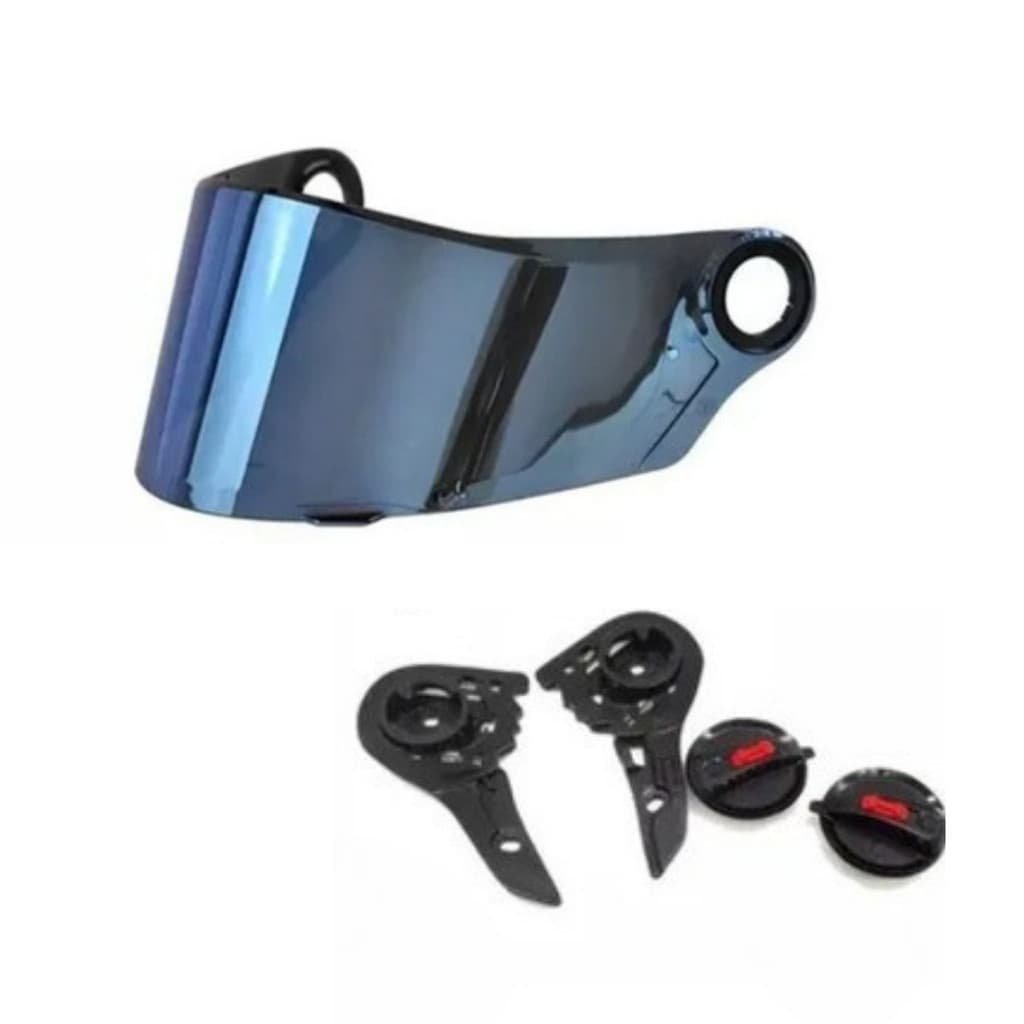 Kit Viseira Azul Iridium e Reparo LS2 FF358 FF396 Mormaii FF310 Polivisor