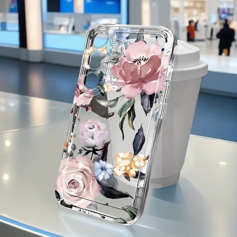 Capinha Capa transparente Anti-impacto Flor Desenho para iPhone xr xs max 13 11 7/8 12 14 15 16 pro max plus case
