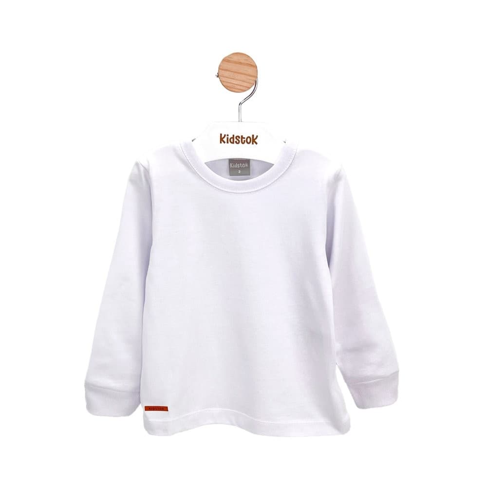Camiseta Unissex Branca Manga Longa Básica - Kidstok