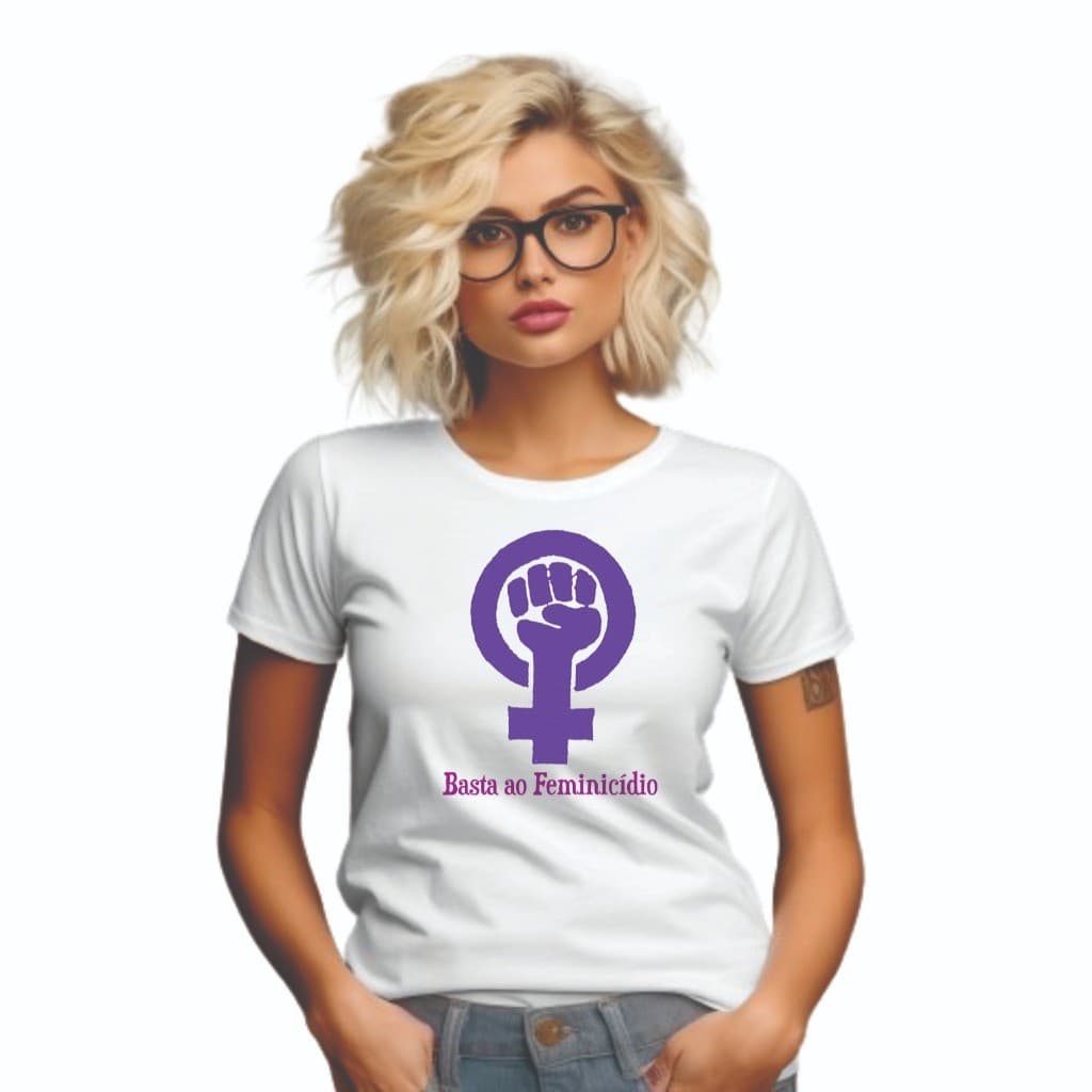 Linda Camisa Camiseta Campanha Agosto lilas, contra o feminicidio Envio Imediato
