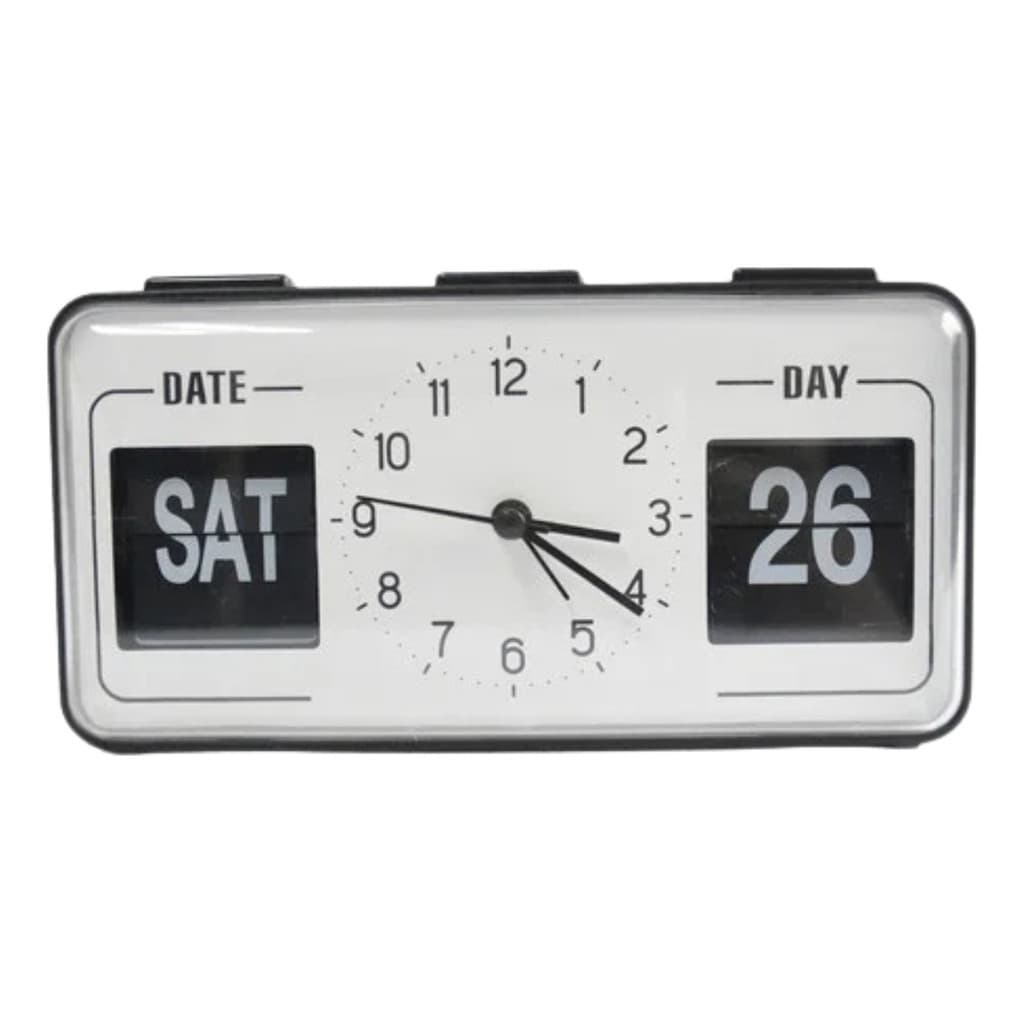 Relógio Retro Display De Mesa Calendário A Pilha Branco