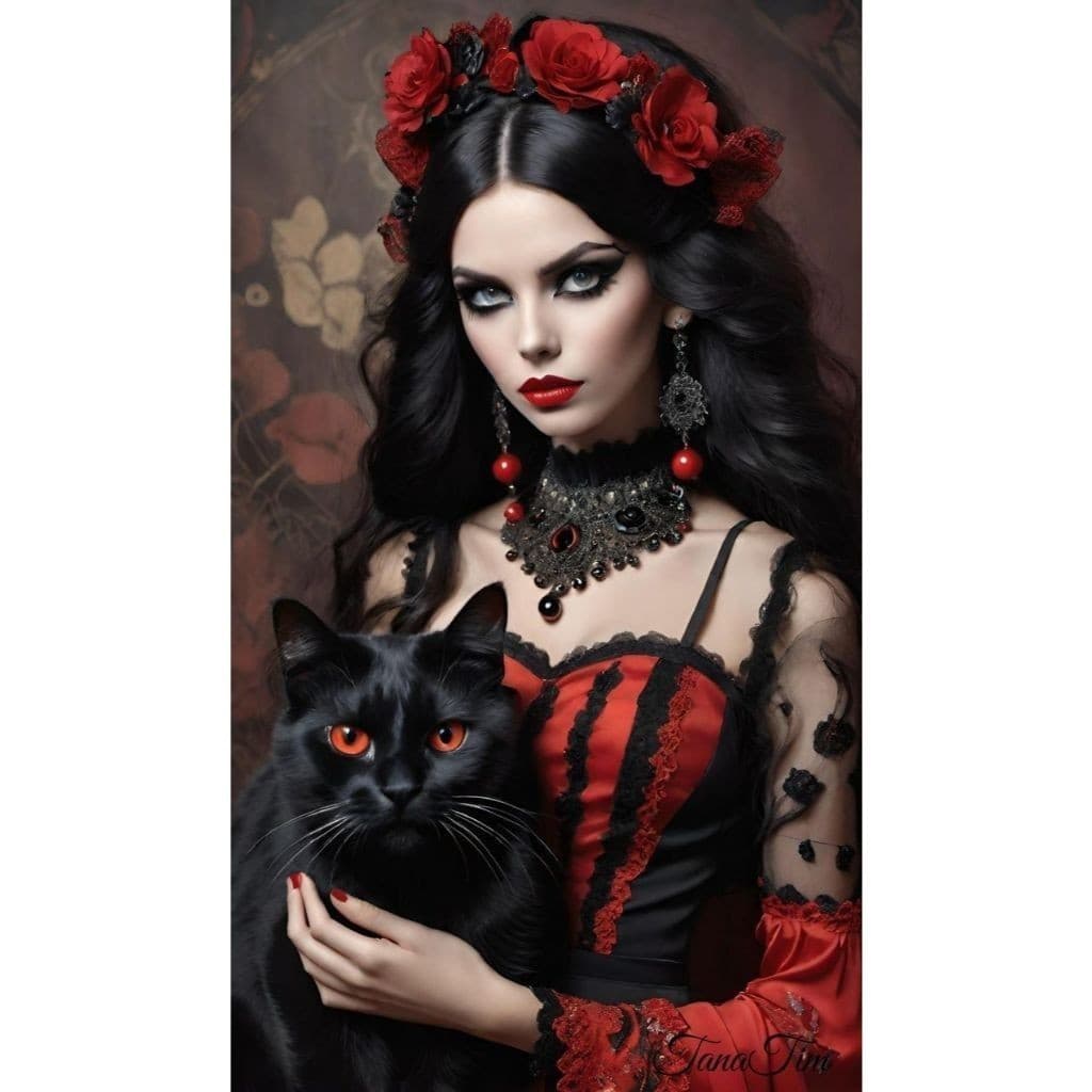 Quadro Maria Padilha Gato Preto– Inspiração e Elegância emPLACA DECORATIVA  MDF