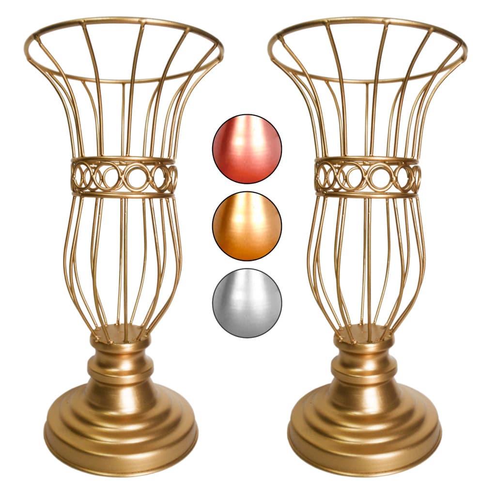 2 Vaso Dourado Armação Paris 35cm Para Pedrarias Decoração De Mesa Festas