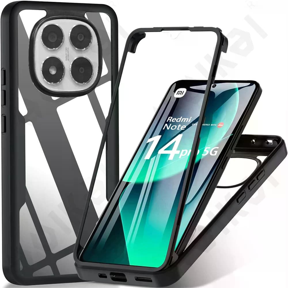 Capa Para Xiaomi Redmi Note 14 13 12 11 14C 13C Pro Plus 4G 5G 360 Proteção De Tela De Silicone Completa À Prova De Choq