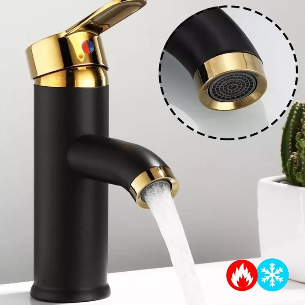 Torneira Preta Banheiro Misturador Quente e Frio Monocomando Aço Inox