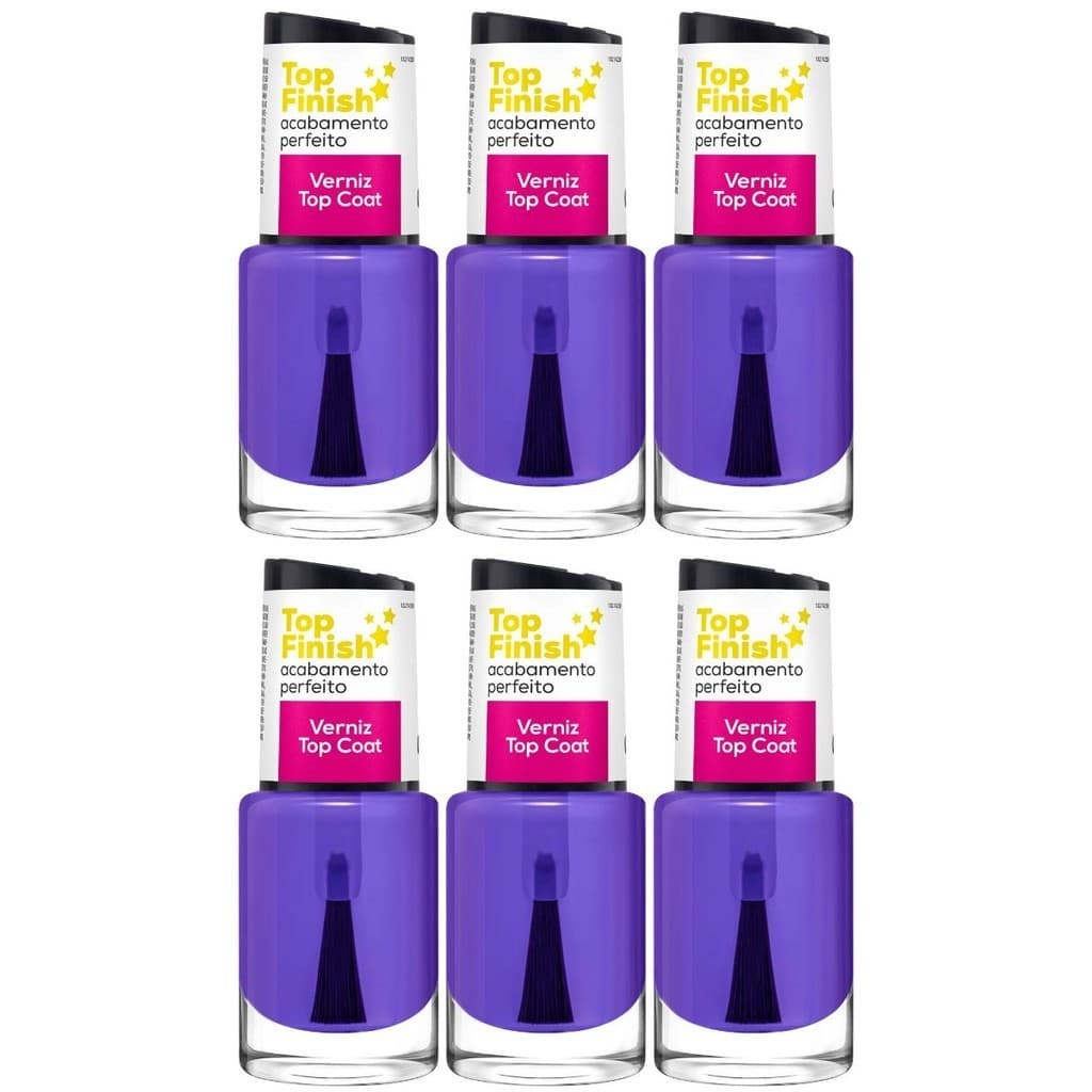 Kit 6 Esmalte Cora Top Finish Efeito Verniz Top Coat