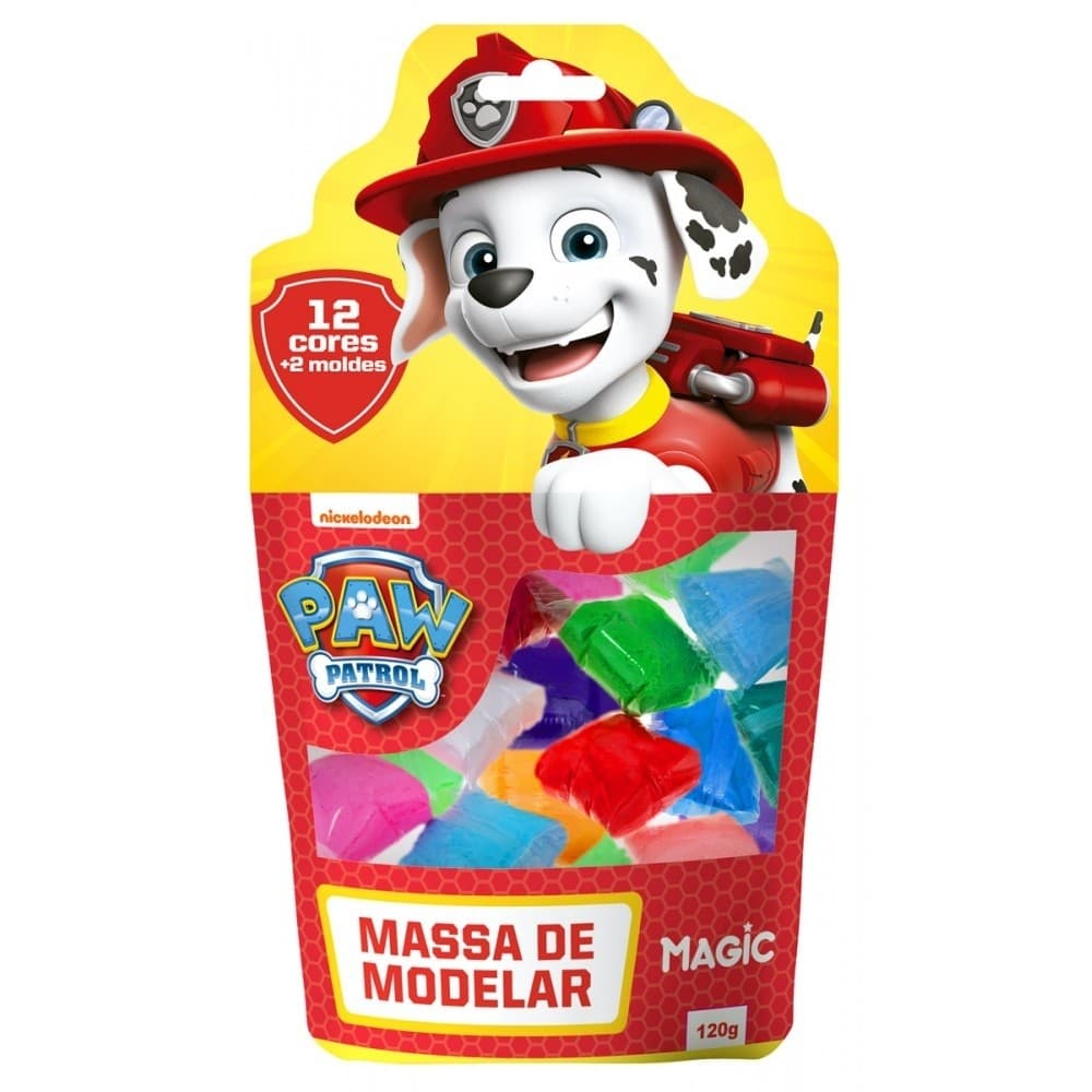 Massa de modelar 12 cores 2 moldes - Patrulha Canina - Marshall