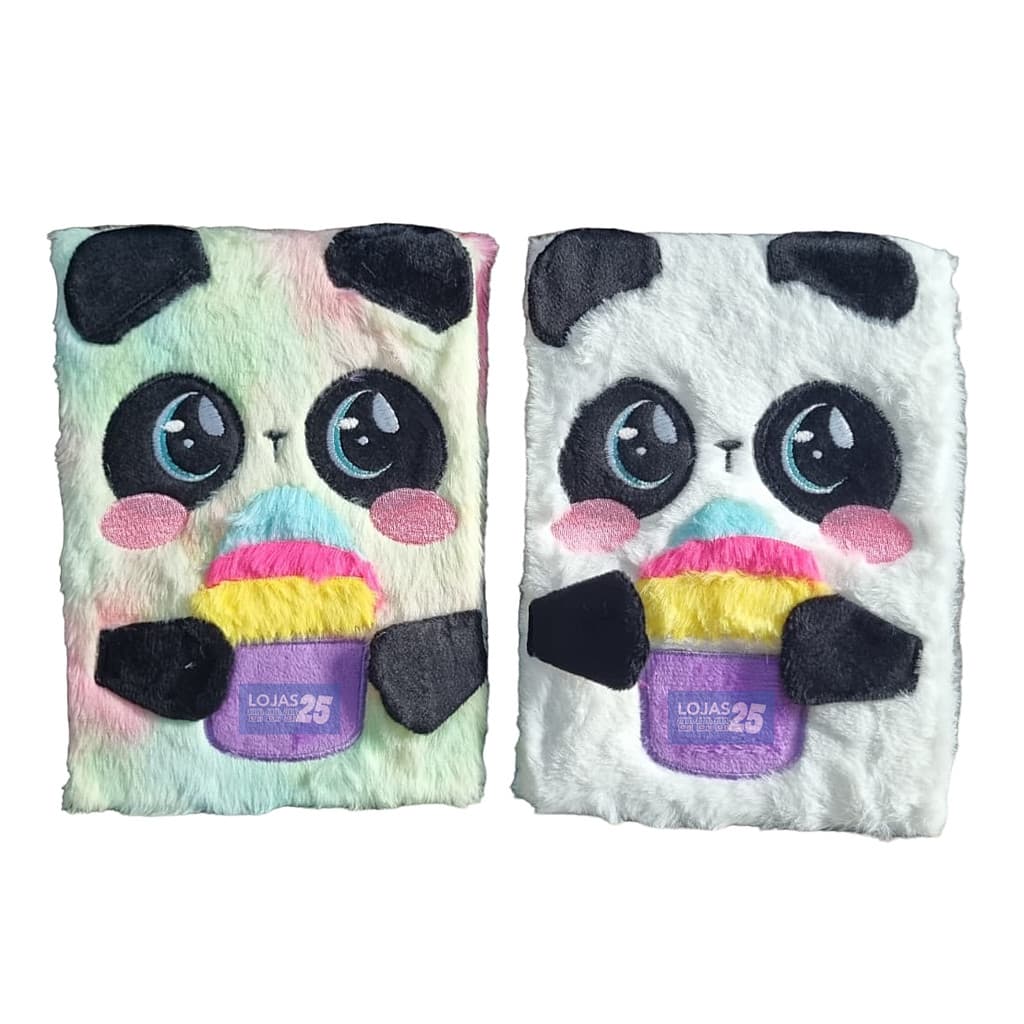 Caderno Panda Pelúcia 1/4 Fofo Pautado Capa Dura 10093