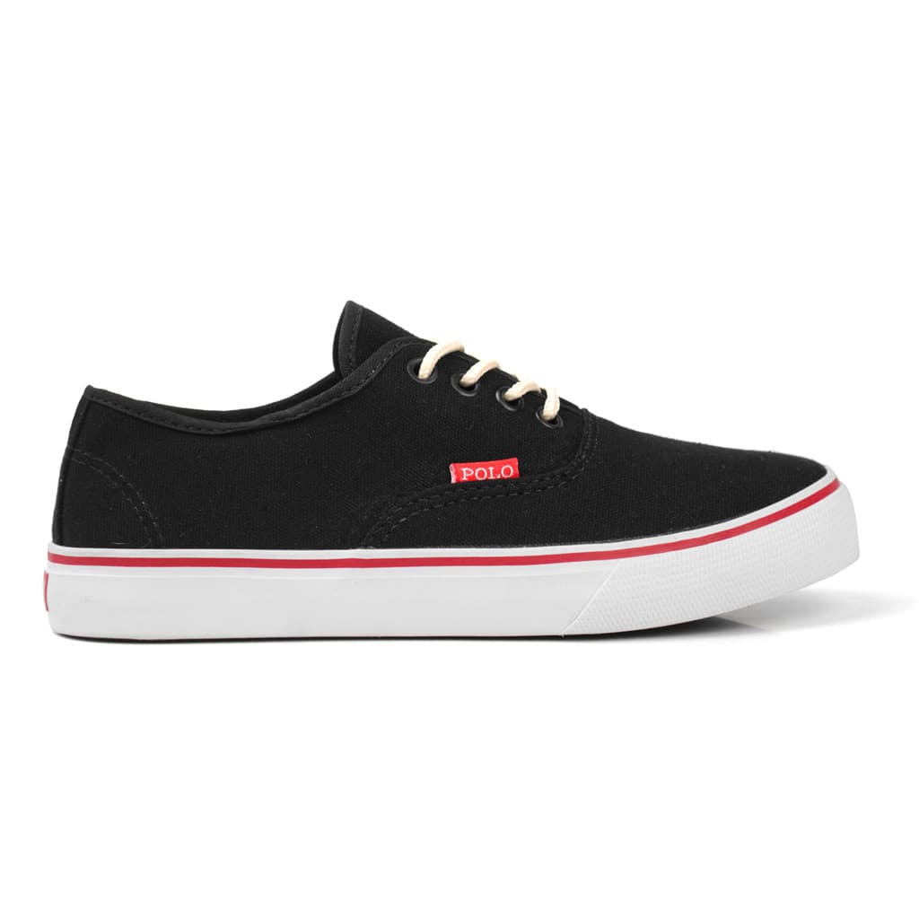 Tênis Casual em Lona Preto Wit Shoes Vulcanizado Costurado Unissex