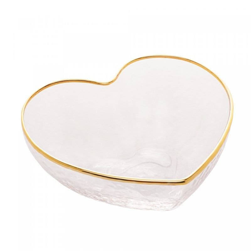 Bowl de Vidro com Borda Dourada Heart 15x14x6cm
